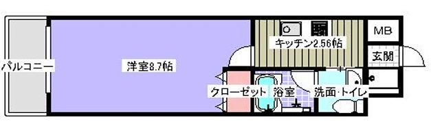 ハーベスト夕陽丘(1K/7階)の間取り写真