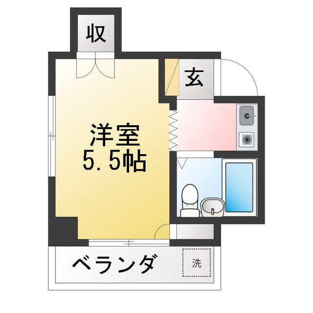メゾンタカクラ(1K/3階)の間取り写真