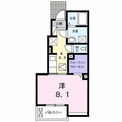 グラン ベルジュ C(1K/1階)の間取り写真