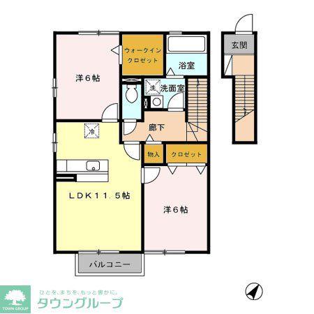 ベルデュール(2LDK/2階)の間取り写真