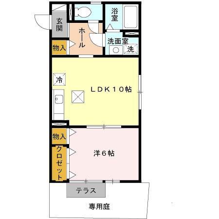 ヴィアーレ(1LDK/1階)の間取り写真