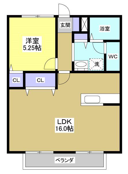 サンライフ宮西(1LDK/2階)の間取り写真