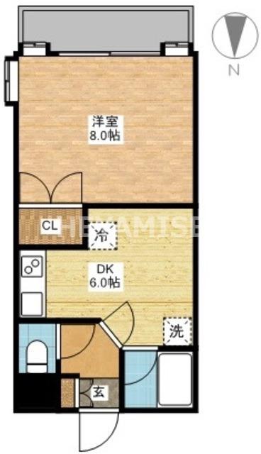 マイルーム梁川(1DK/4階)の間取り写真