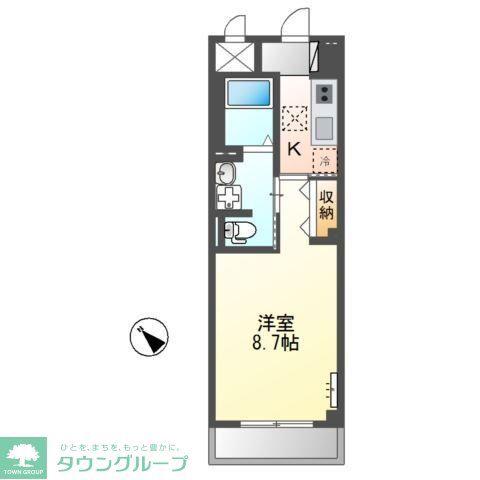 パシフィックフィールドII(1K/2階)の間取り写真
