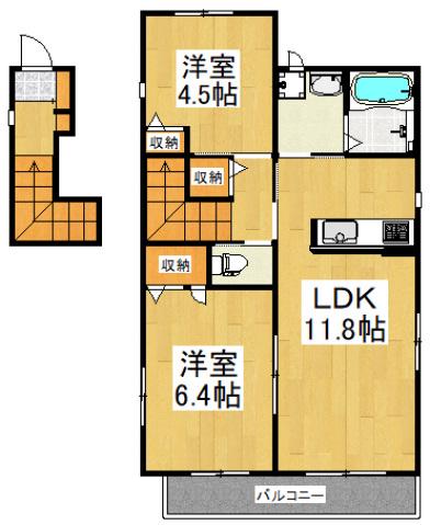 サンクレア(2LDK/2階)の間取り写真