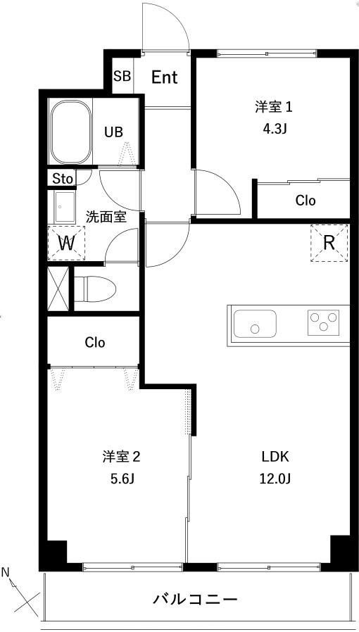 PARK MODERN西葛西(2LDK/7階)の間取り写真
