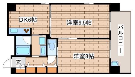 フラット長田北町(2DK/4階)の間取り写真