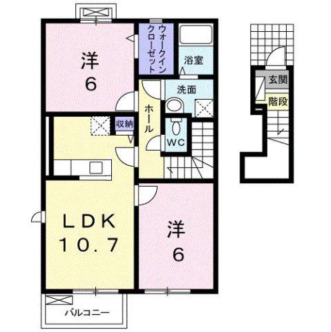 ルース デラ プレッソ II(2LDK/2階)の間取り写真