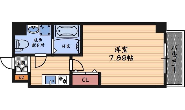 ウィンズコート西梅田Ⅱ(1K/3階)の間取り写真