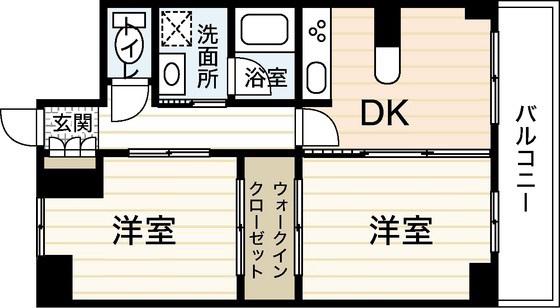 アティール観音(2DK/9階)の間取り写真