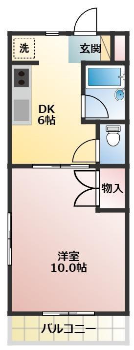 サニーヒルI(1DK/2階)の間取り写真