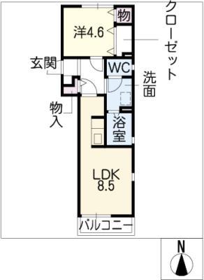サンガーデン大宝(1LDK/1階)の間取り写真
