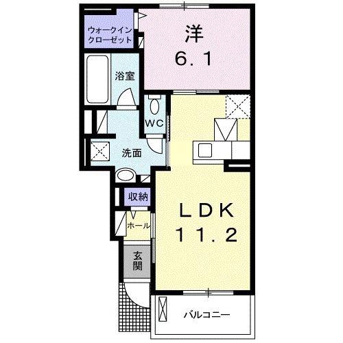 ピーチブロッサムA(1LDK/1階)の間取り写真