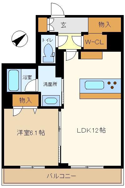 ドエルアーバン2(1LDK/2階)の間取り写真