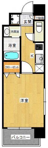 エンクレスト薬院(1K/2階)の間取り写真