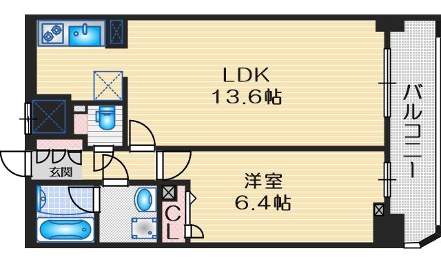 アーバネックス豊中桜塚(1LDK/2階)の間取り写真