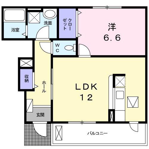 エテルノ イーリス(1LDK/1階)の間取り写真