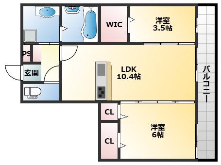 グレイスコートA棟(2LDK/3階)の間取り写真