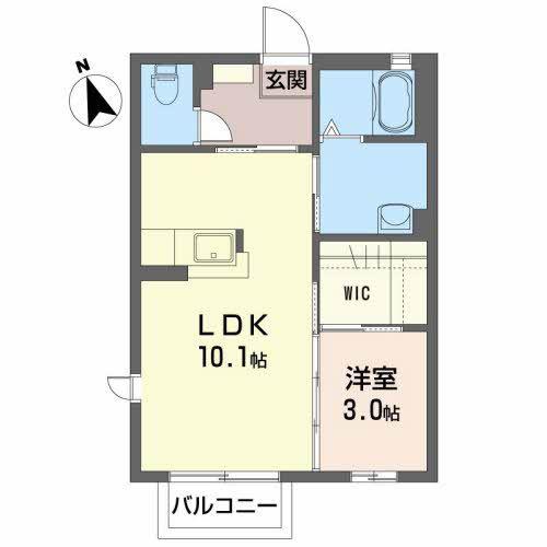 ラ・ヴィル宮下B(1LDK/2階)の間取り写真