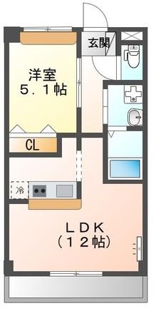 エクシードJINII(1LDK/2階)の間取り写真