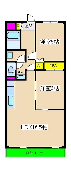 メルヴェイユ羽沢(2LDK/2階)の間取り写真