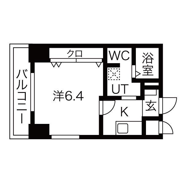 ラ・フォーレ松ヶ枝町III(1K/9階)の間取り写真