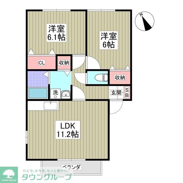 ヴィラ・エスポワール(2LDK/2階)の間取り写真