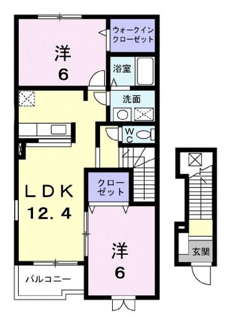 ファミリータイズI(2LDK/2階)の間取り写真