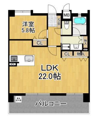 エイルマンション諏訪野エクシア(1LDK/8階)の間取り写真