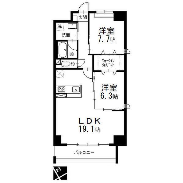 オルソパール伝馬(2LDK/3階)の間取り写真