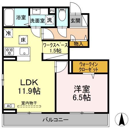 CASAVOLVER IIIV V(1LDK/1階)の間取り写真