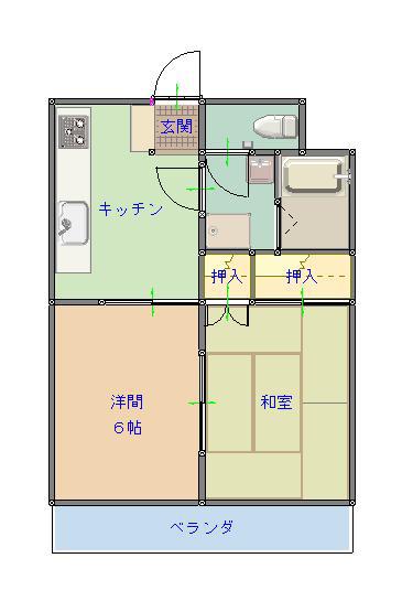 パステルヒルズ(2DK/6階)の間取り写真