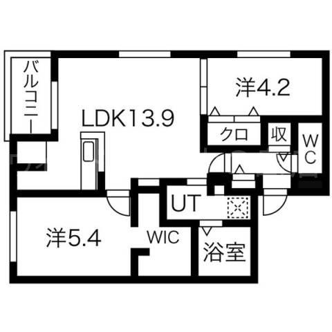 CASAAT平岸2ND(2LDK/4階)の間取り写真