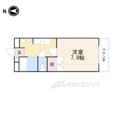 フローリッシュⅡ(1K/1階)の間取り写真