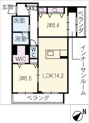 フェリシティIII(2LDK/2階)の間取り写真