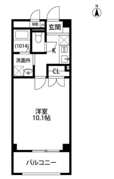 アンプルールフェールSURIE(1K/2階)の間取り写真