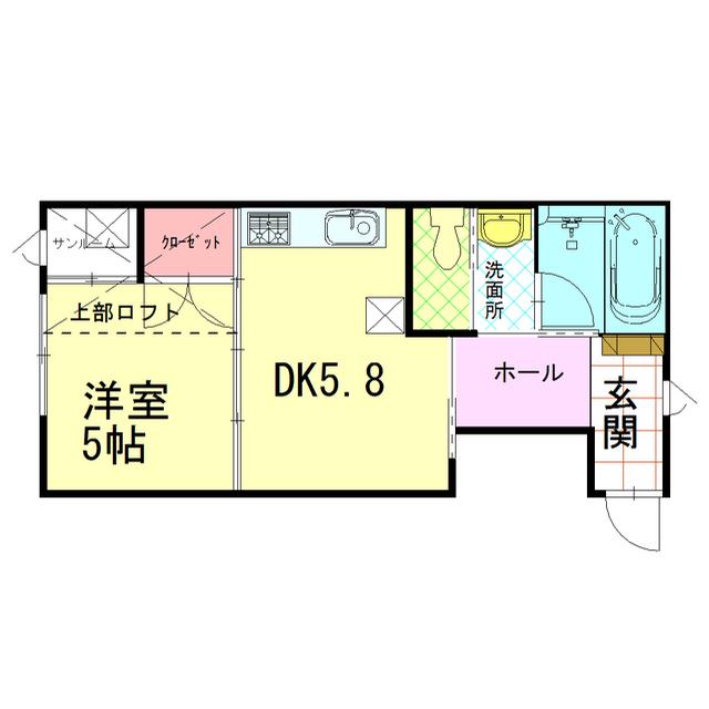 BLOOM(1DK/2階)の間取り写真