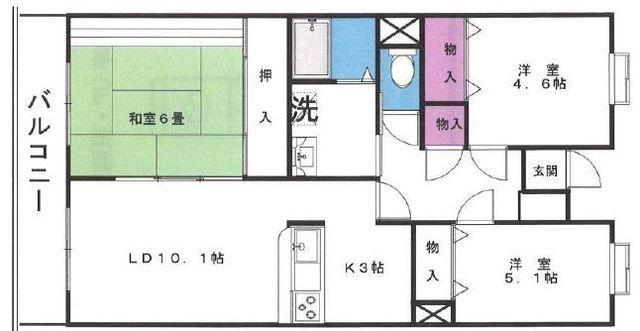 エクセレント竹下(3LDK/1階)の間取り写真