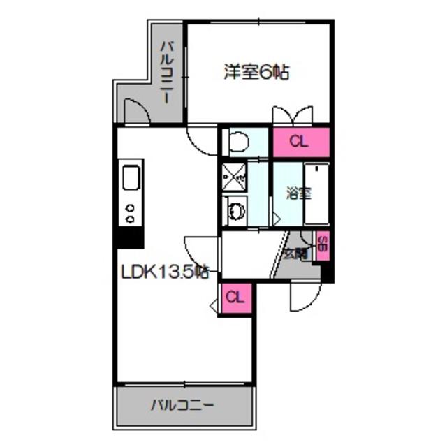 クレバーコート中浜(1LDK/5階)の間取り写真