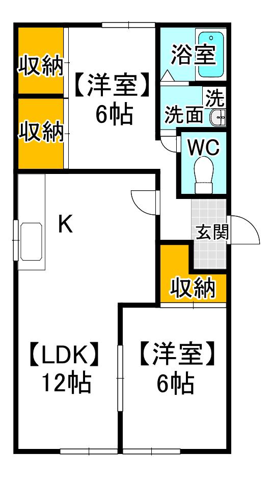 パレスキロロ(2LDK/2階)の間取り写真
