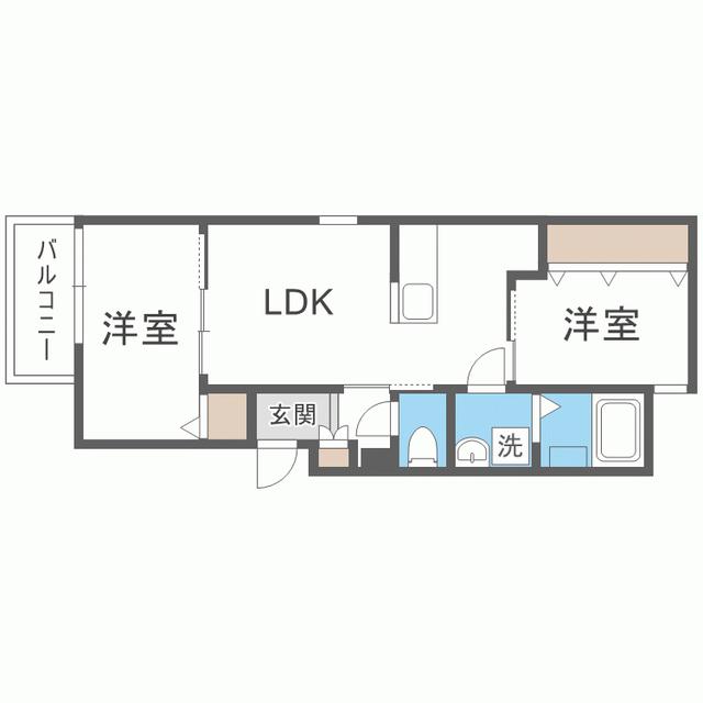 HALE LEA笹原(2LDK/1階)の間取り写真