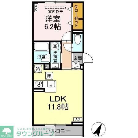 ASSET-COURT立川上砂町5丁目 B棟(1LDK/1階)の間取り写真