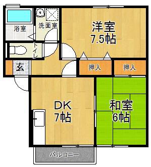 アネックスM(2DK/1階)の間取り写真