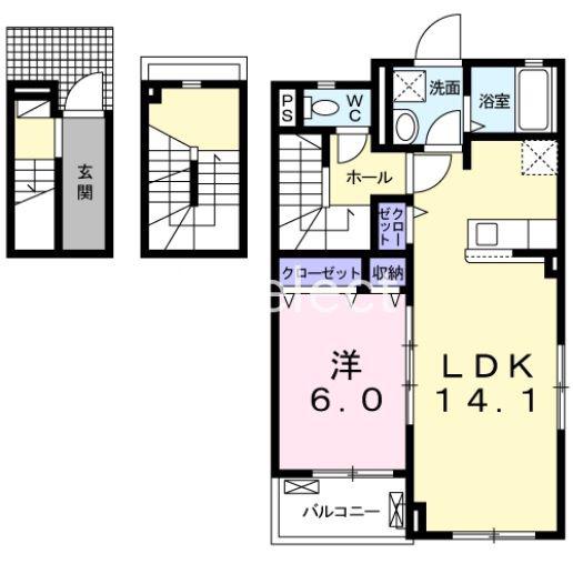 ラコリーヌ(1LDK/3階)の間取り写真