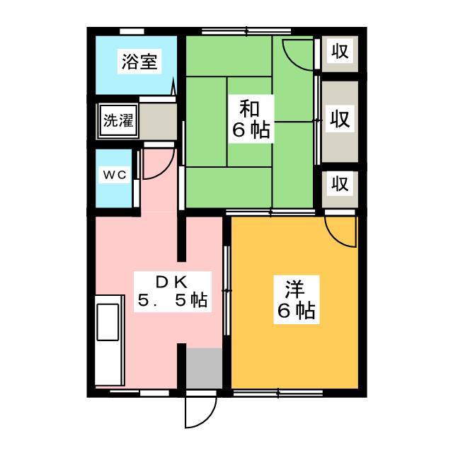 コウサンハイツI(2DK/2階)の間取り写真