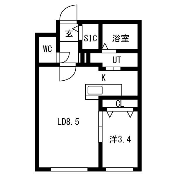 ライトベルー南9条ー(1LDK/4階)の間取り写真