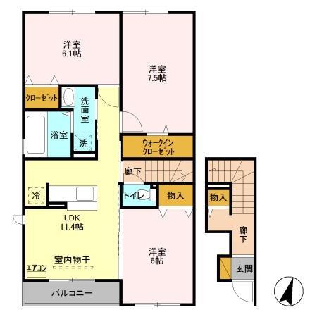 マーブルA(3LDK/2階)の間取り写真