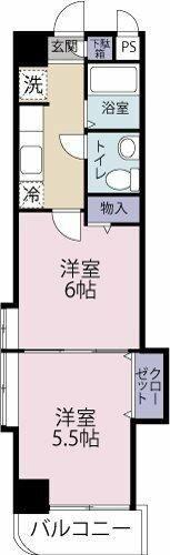 木下鉱産ビル(2K/6階)の間取り写真