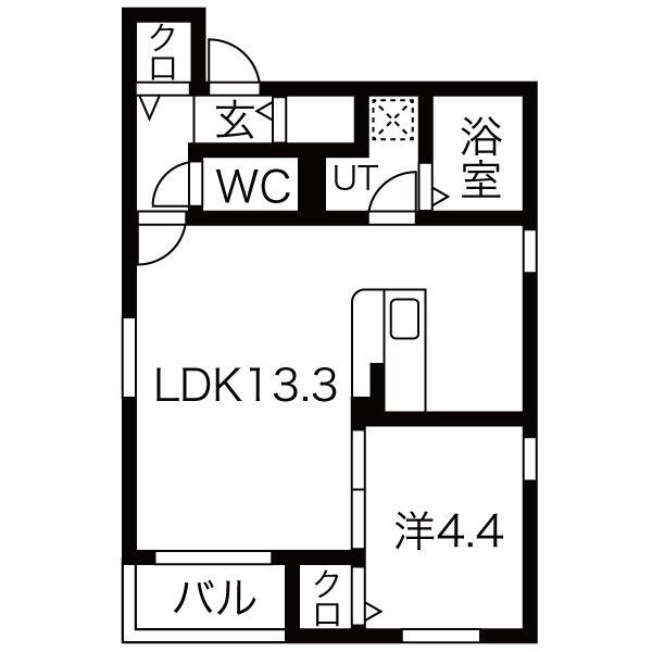 レソール上飯田(1LDK/3階)の間取り写真