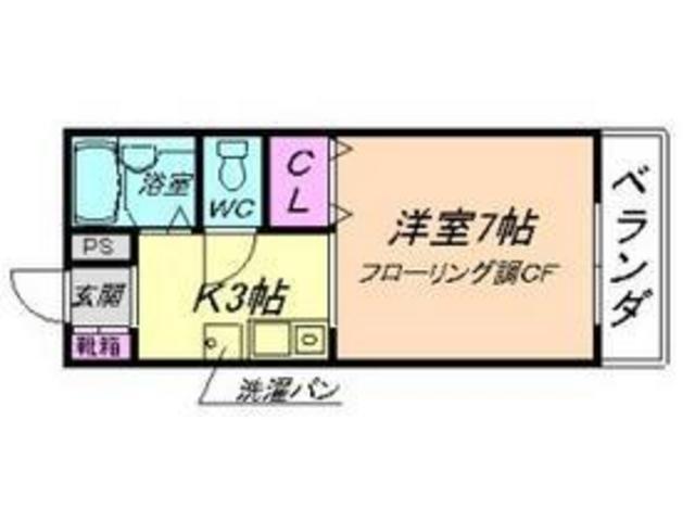 タニダクリスタルII(1K/1階)の間取り写真